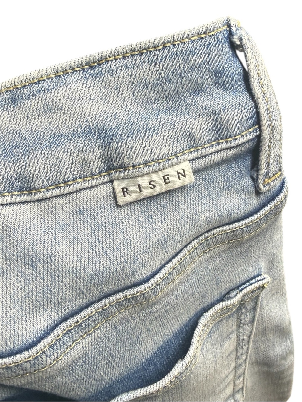 Risen Jeans Wide Leg Cropped Raw Hem High Rise Light Wash Denim Size 1/25 - Picture 5 of 8